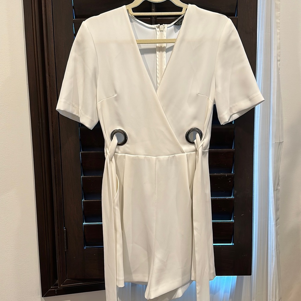 Topshop White Romper with Bow
